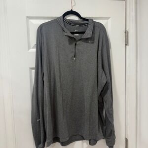 Nike Dri Fit Mens Long Sleeve‎ Quarter Zip Running Pullover Gray XXL Thumb Holes